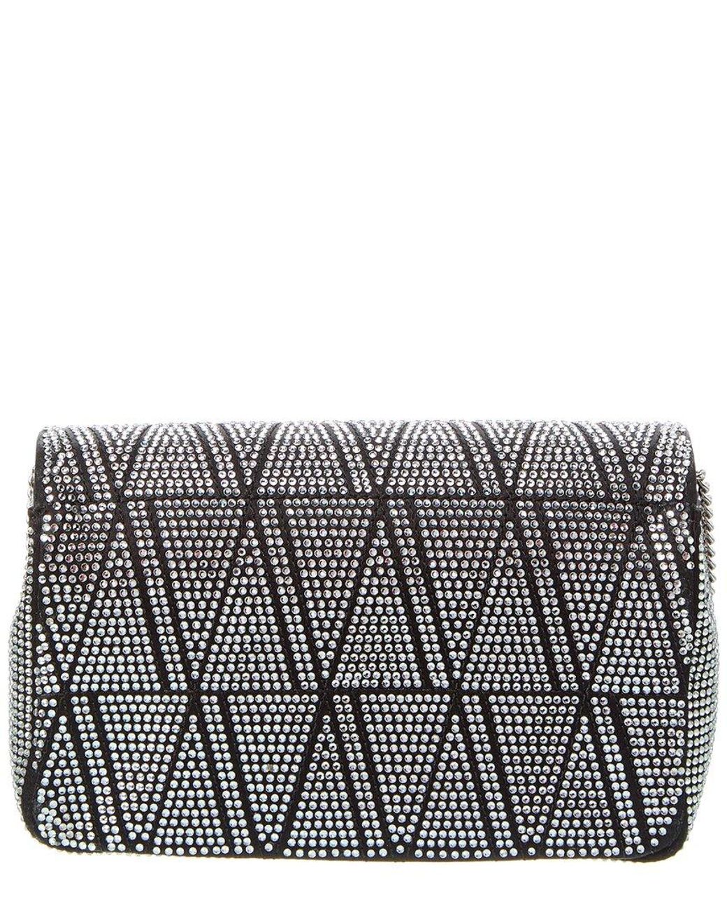 Versace Virtus Crystal Embellished Clutch Bag in Black