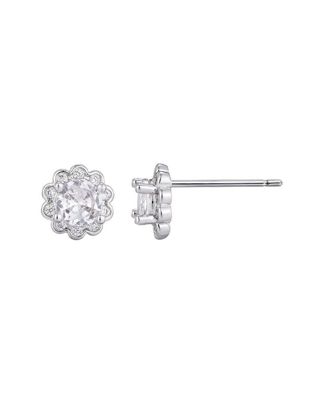 Adornia White Cz Floral Halo Stud Earrings