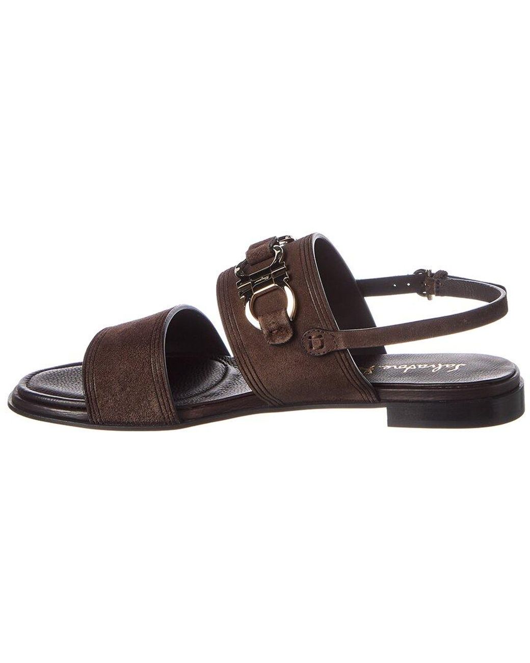 Ferragamo Brown Chaim Suede Sandal
