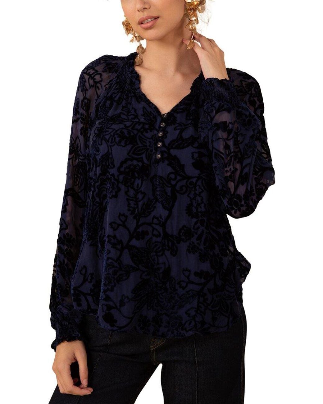 Hale Bob Black V-Neck Top
