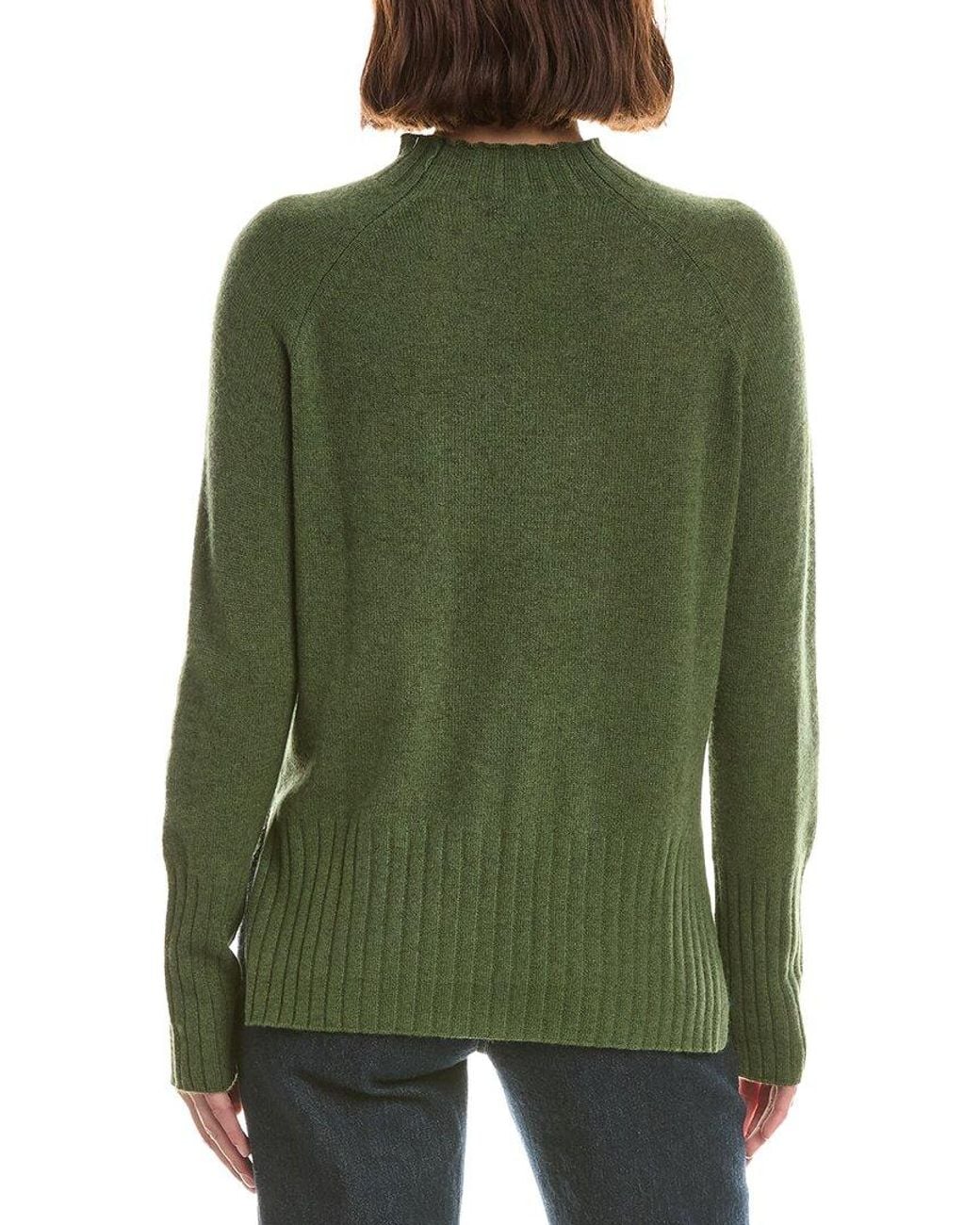 Forte Green Basic Trim Low Funnel 100% Cashmere Pullover