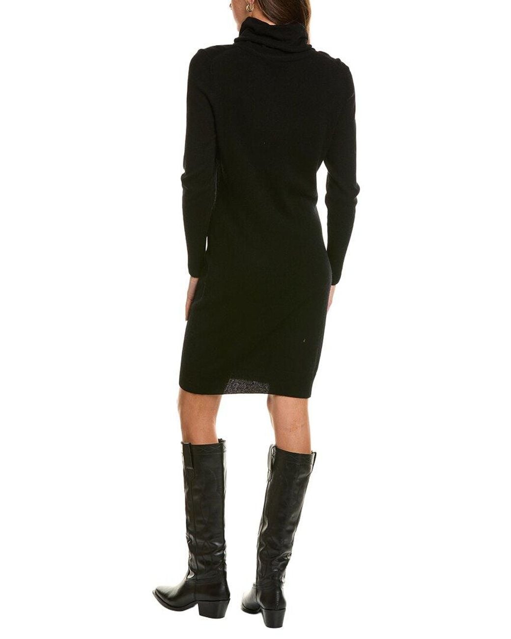 Forte Black Turtleneck Wool & Cashmere-Blend Sweaterdress