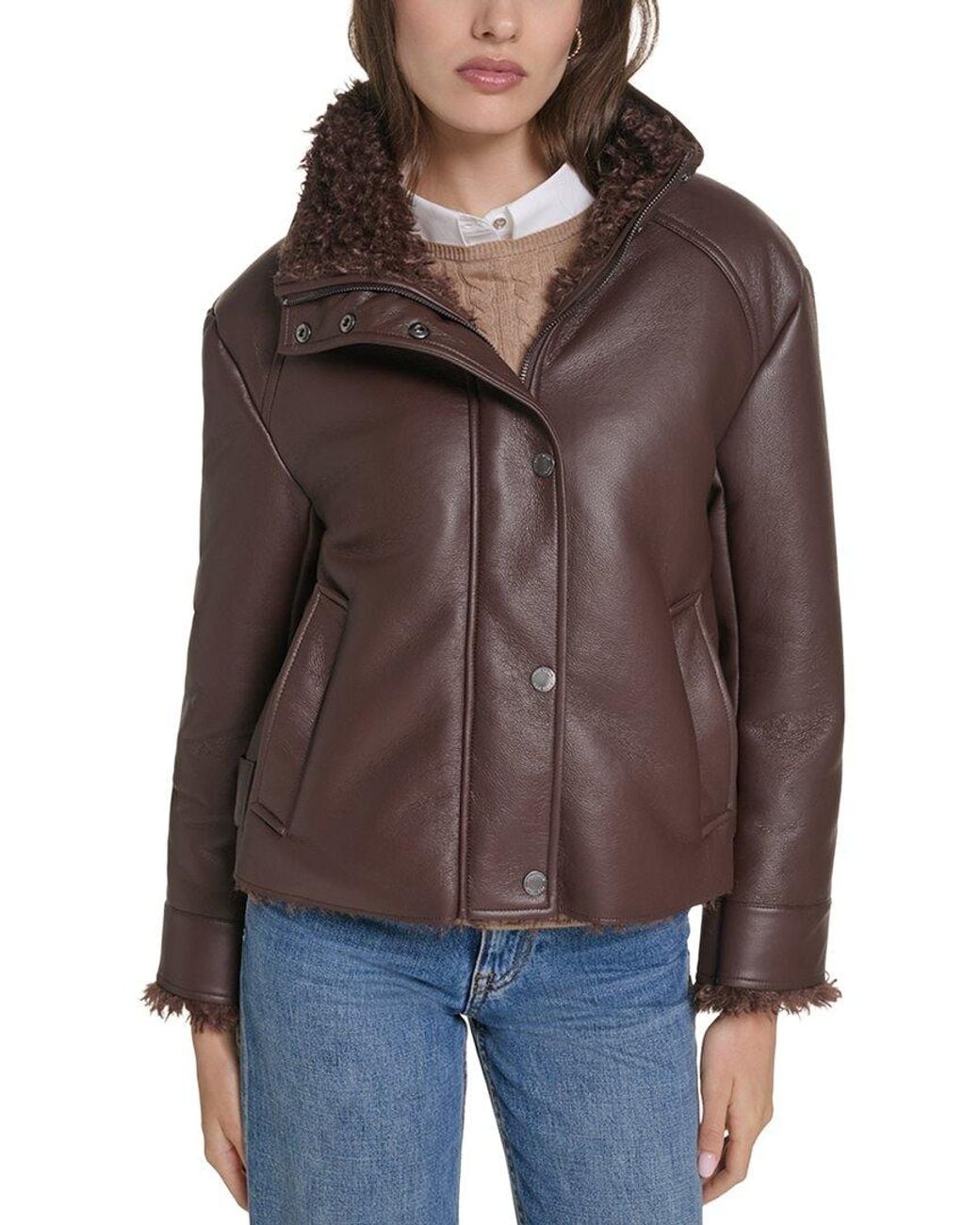 Cole Haan Brown Novelty Faux Suede Jacket