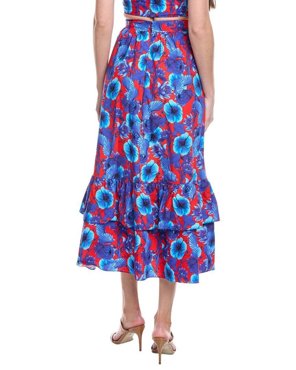 Borgo De Nor Blue Paulina Midi Skirt