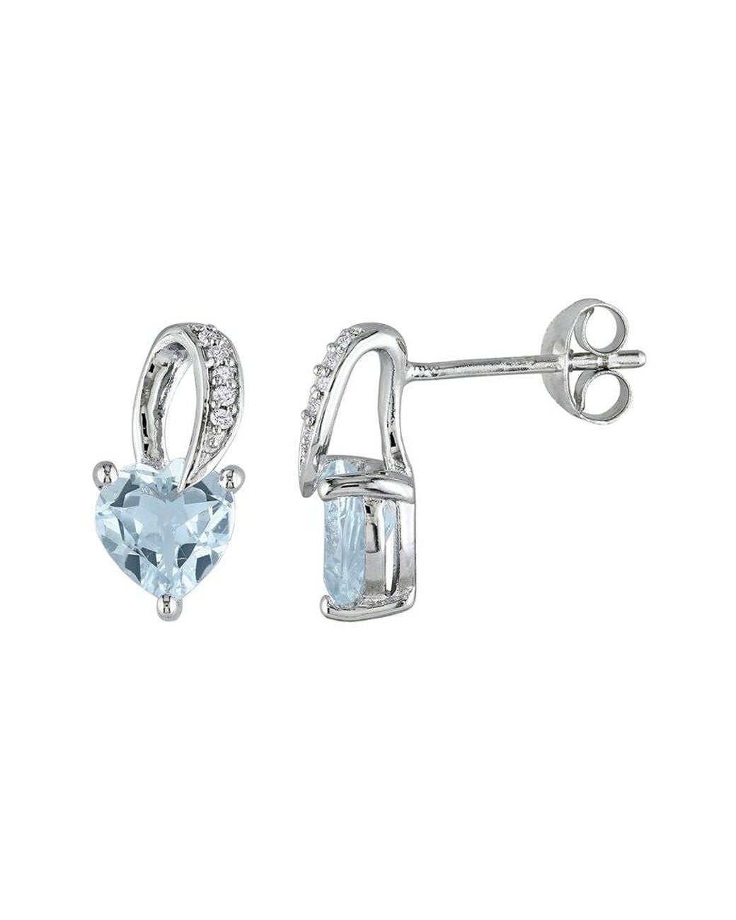 Rina Limor Blue Silver 1.33 Ct. Tw. Diamond & Aquamarine Swirl Earrings
