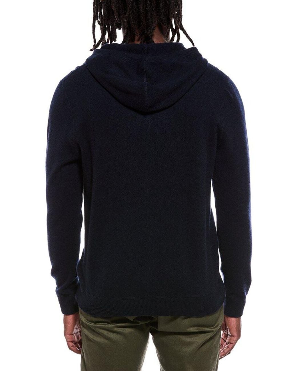 Autumn Cashmere Blue Coverstitch 100% Cashmere Hoodie for men