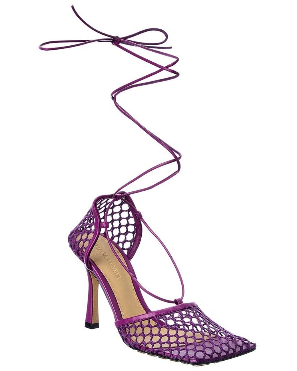 Bottega Veneta Purple Stretch Leather Ankle Wrap Sandal