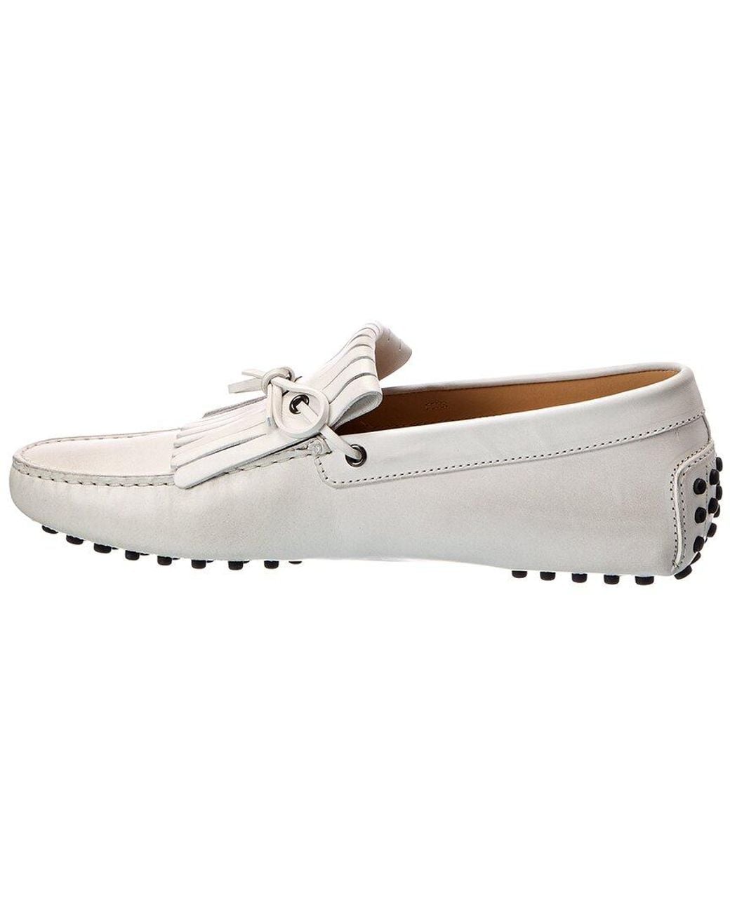 Tod's White Leather Driver for men