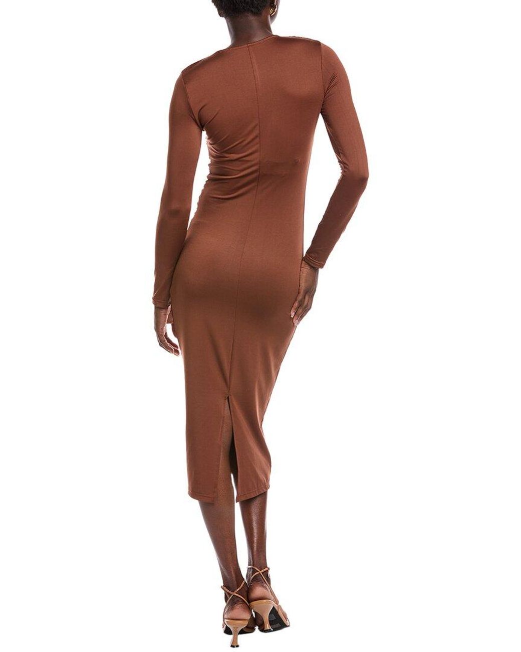 JLuxe Brown Ruched Midi Dress