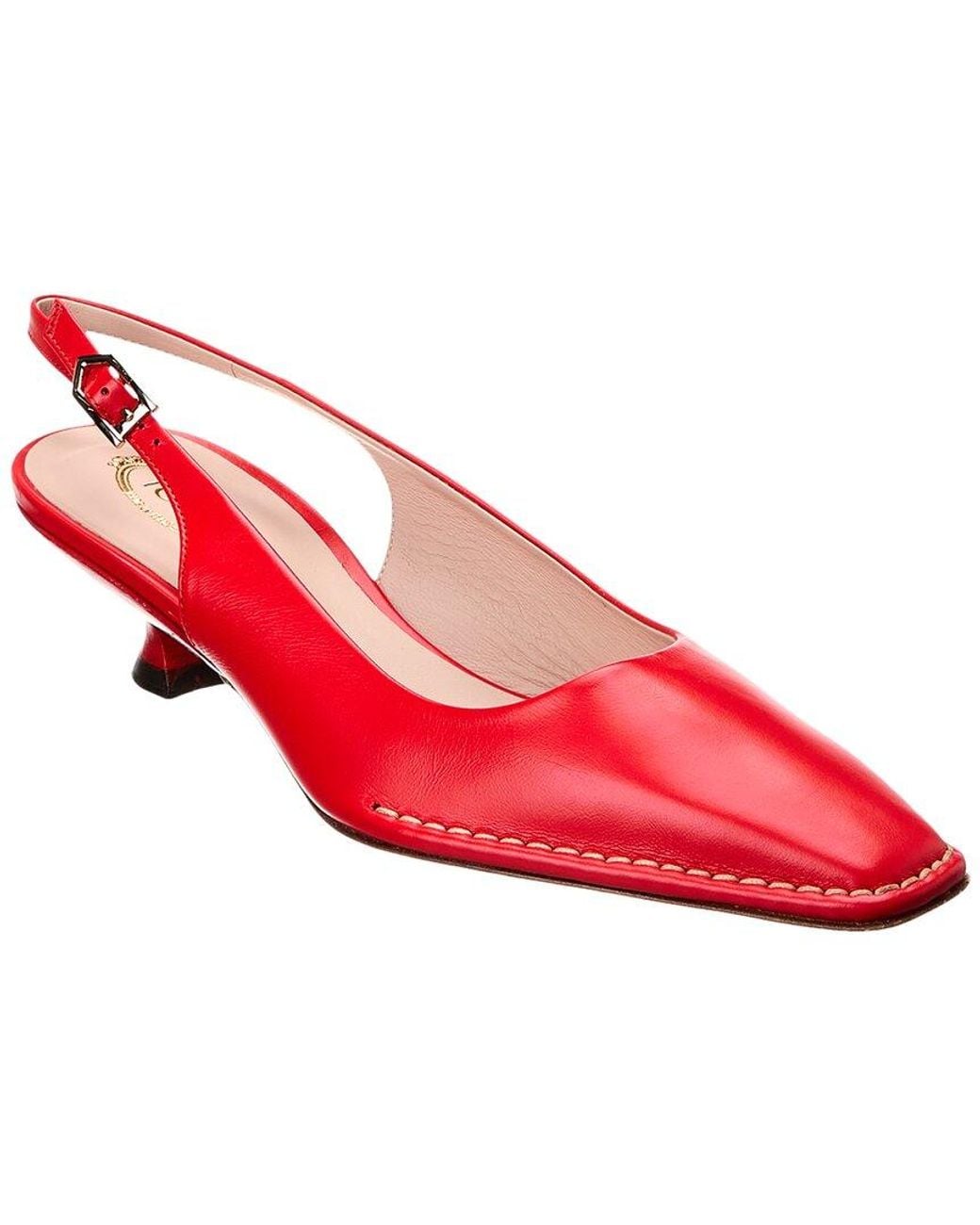 Tod's Red Logo Leather Slingback Pump