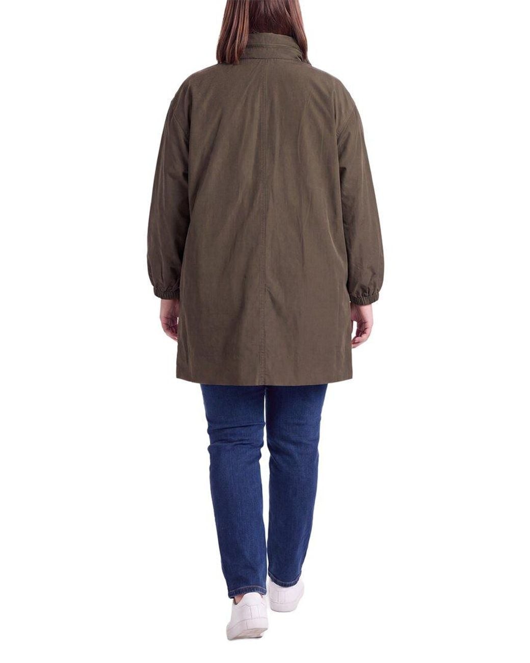 Eileen Fisher Green Stand Collar Long Coat