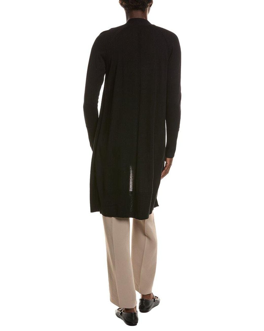Lafayette 148 New York Black Open Front Cashmere & Silk-Blend Cardigan