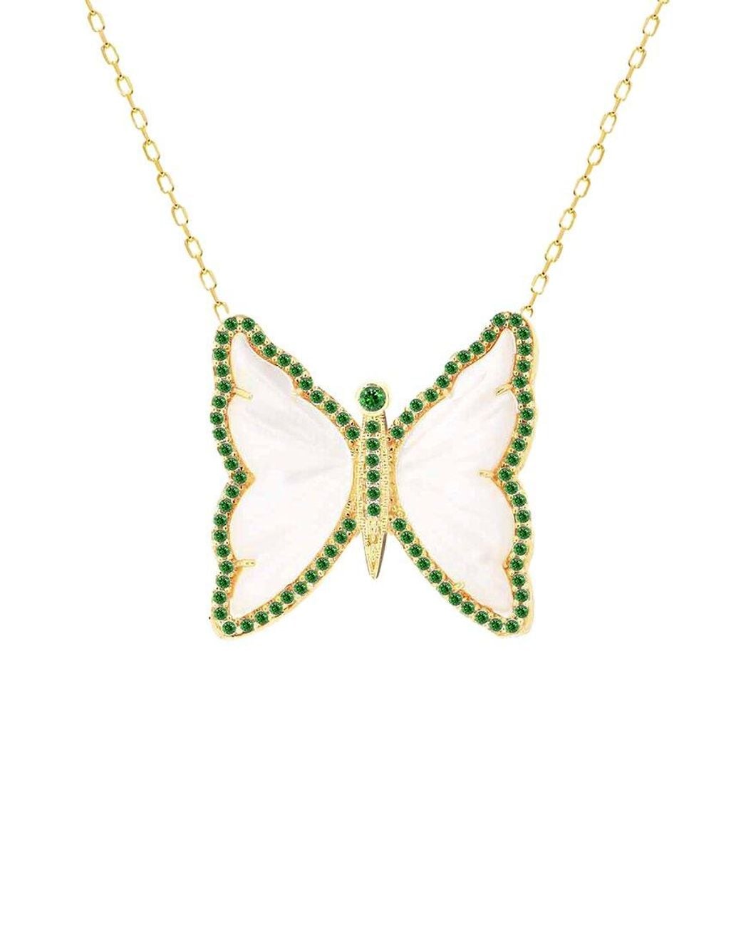 Gabi Rielle Metallic 14k Over Silver Pearl Cz Butterfly Necklace