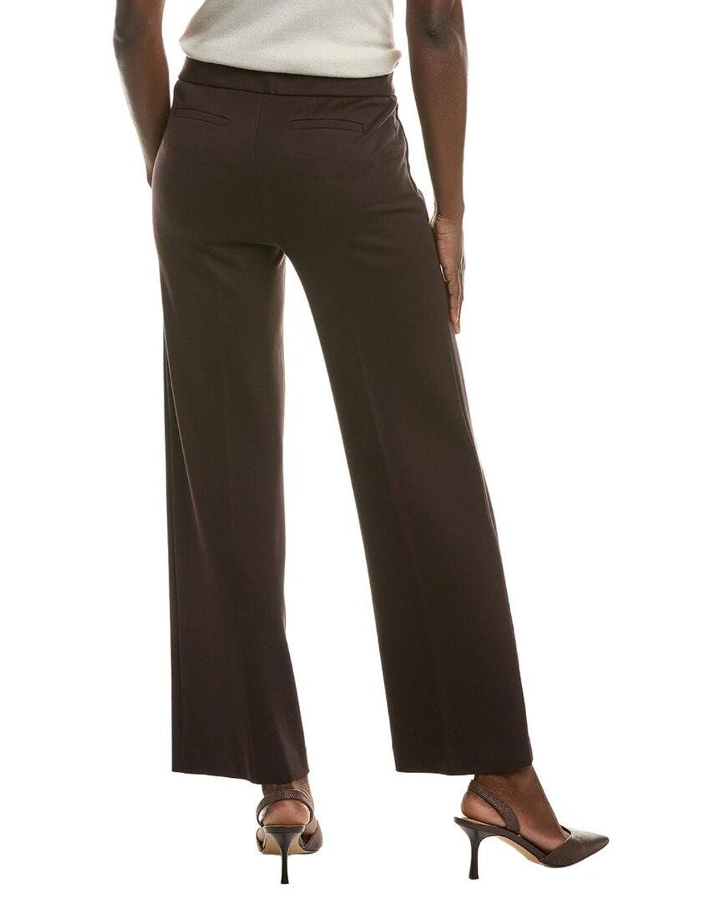 Anne Klein Black Slash Pocket Wide Leg Pant