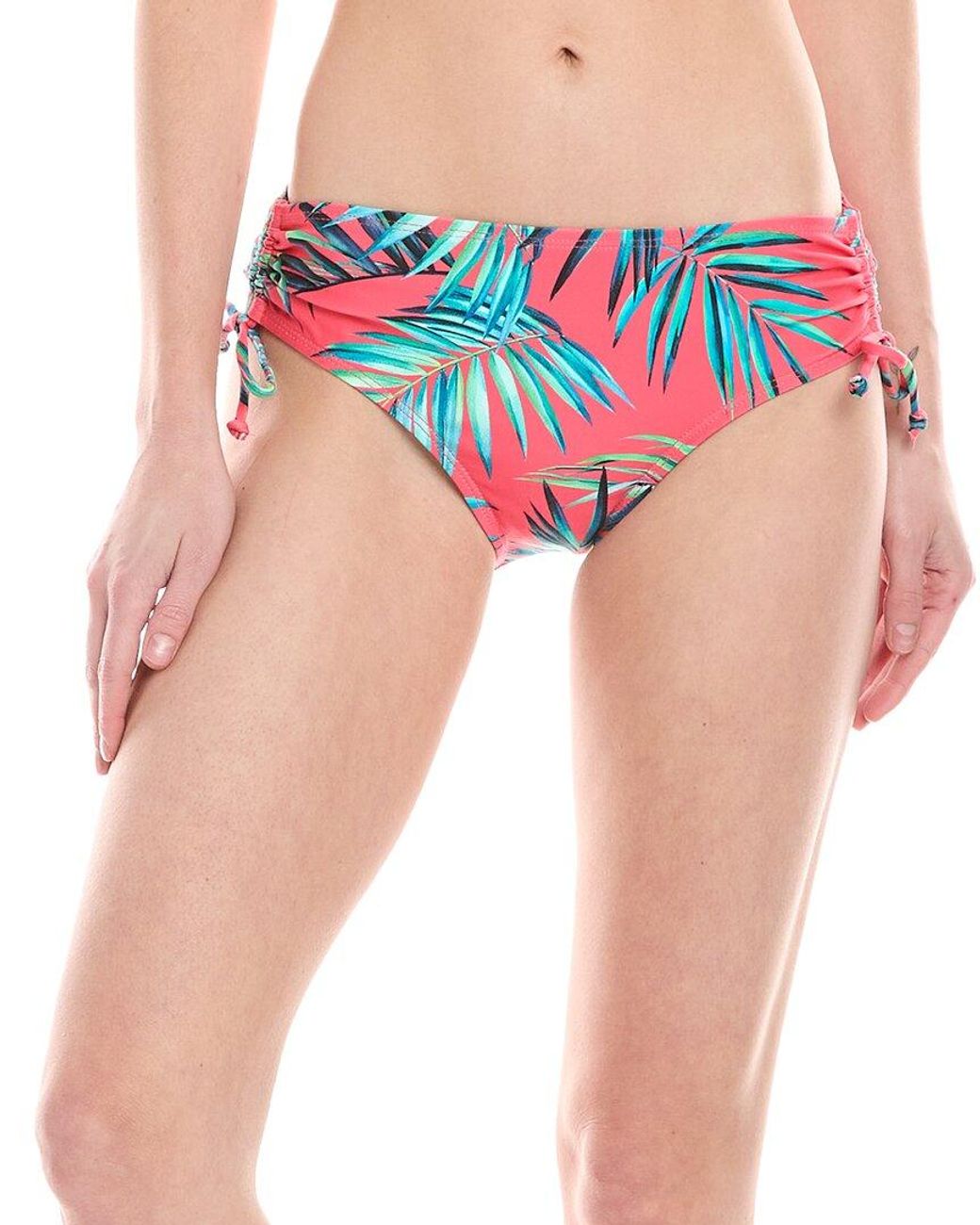 Next Pink Destination Mid-Rise Ruched Bikini Bottom