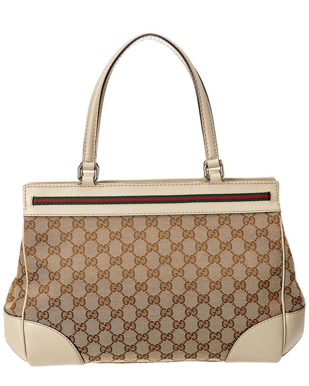 Gucci Brown GG Canvas & White Leather Mayfair Tote | Lyst