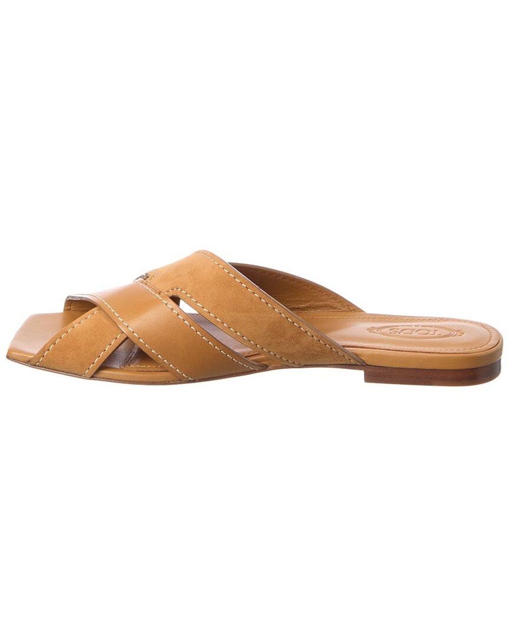 Tod's White Suede & Leather Sandal
