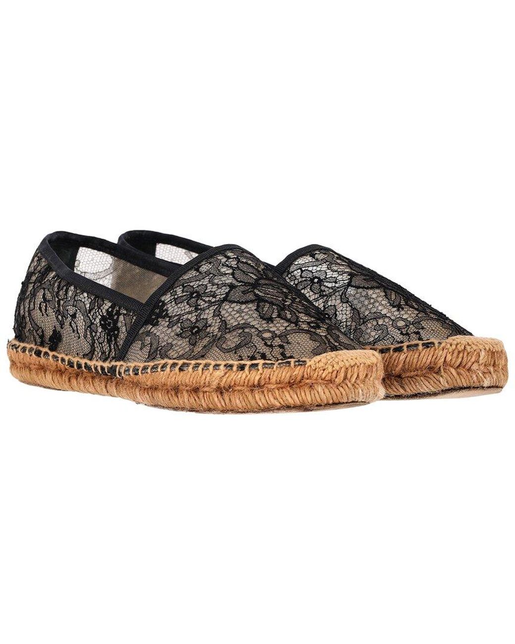 Dolce & Gabbana Brown Canvas Lace Espadrille Flat (authentic Pre-loved)