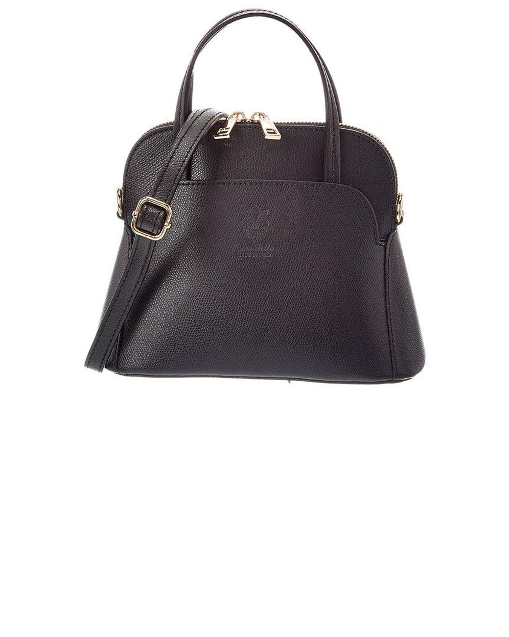 Italian Leather Black Serena Leather Top Handle Bag