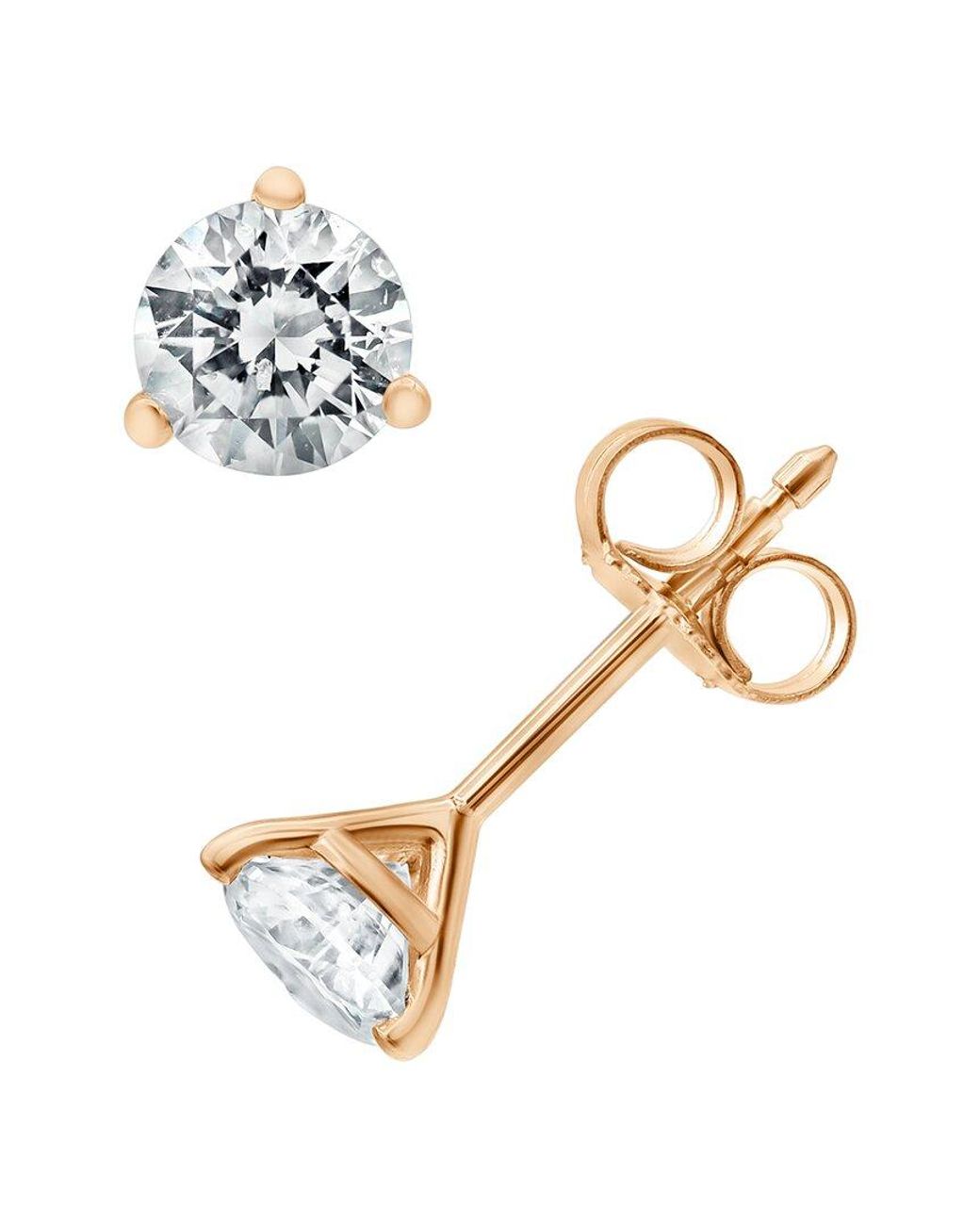 Diamond Select Cuts Metallic 14K Rose 1.00 Ct. Tw. Diamond Earrings