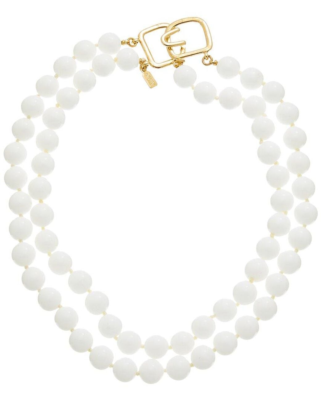 Kenneth Jay Lane White Plated Multi Row Necklace