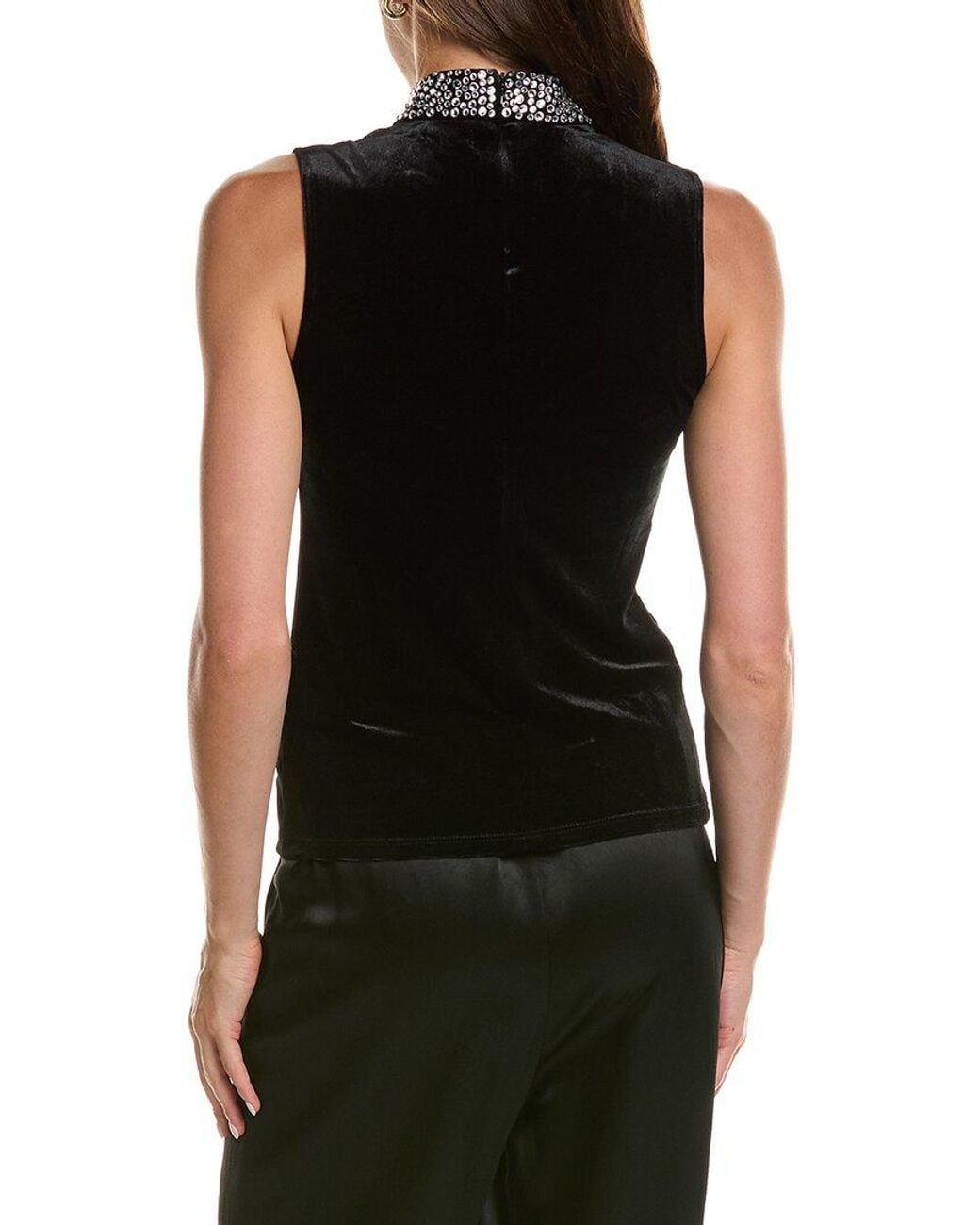 L'Agence Black Madelyn Mock Neck Top