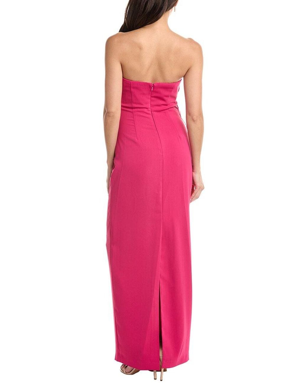 Badgley Mischka Pink Flower Applique Gown
