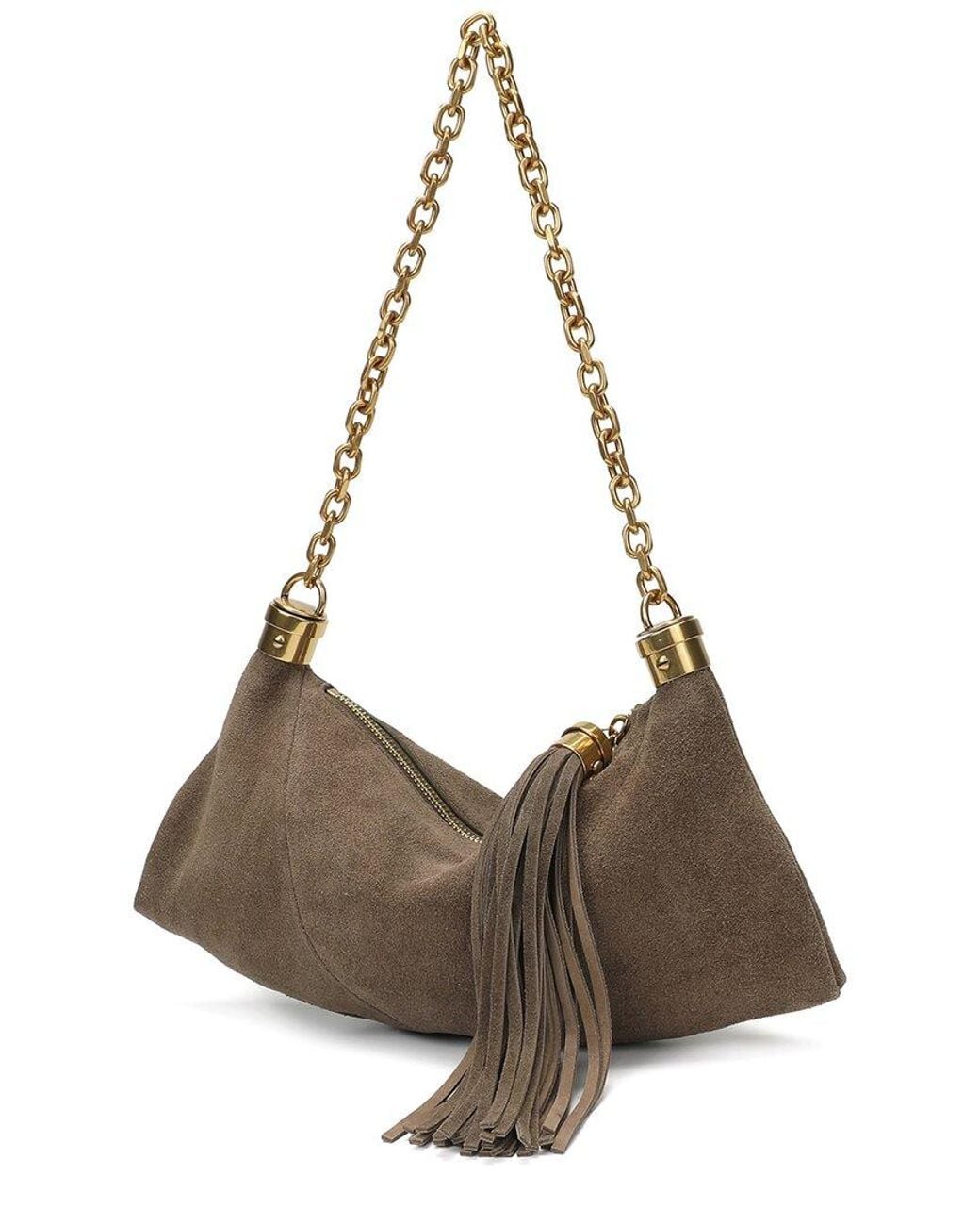 Tiffany & Fred Paris Brown Suede Tassel Hobo Bag