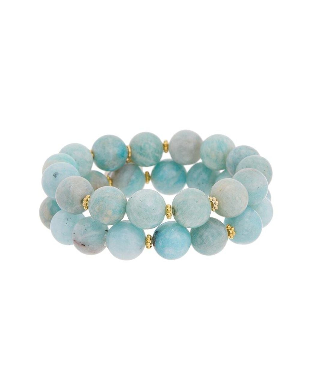 Rachel Reinhardt Jewelry Blue Vermeil Amazonite & Labradorite Stackable Bracelet