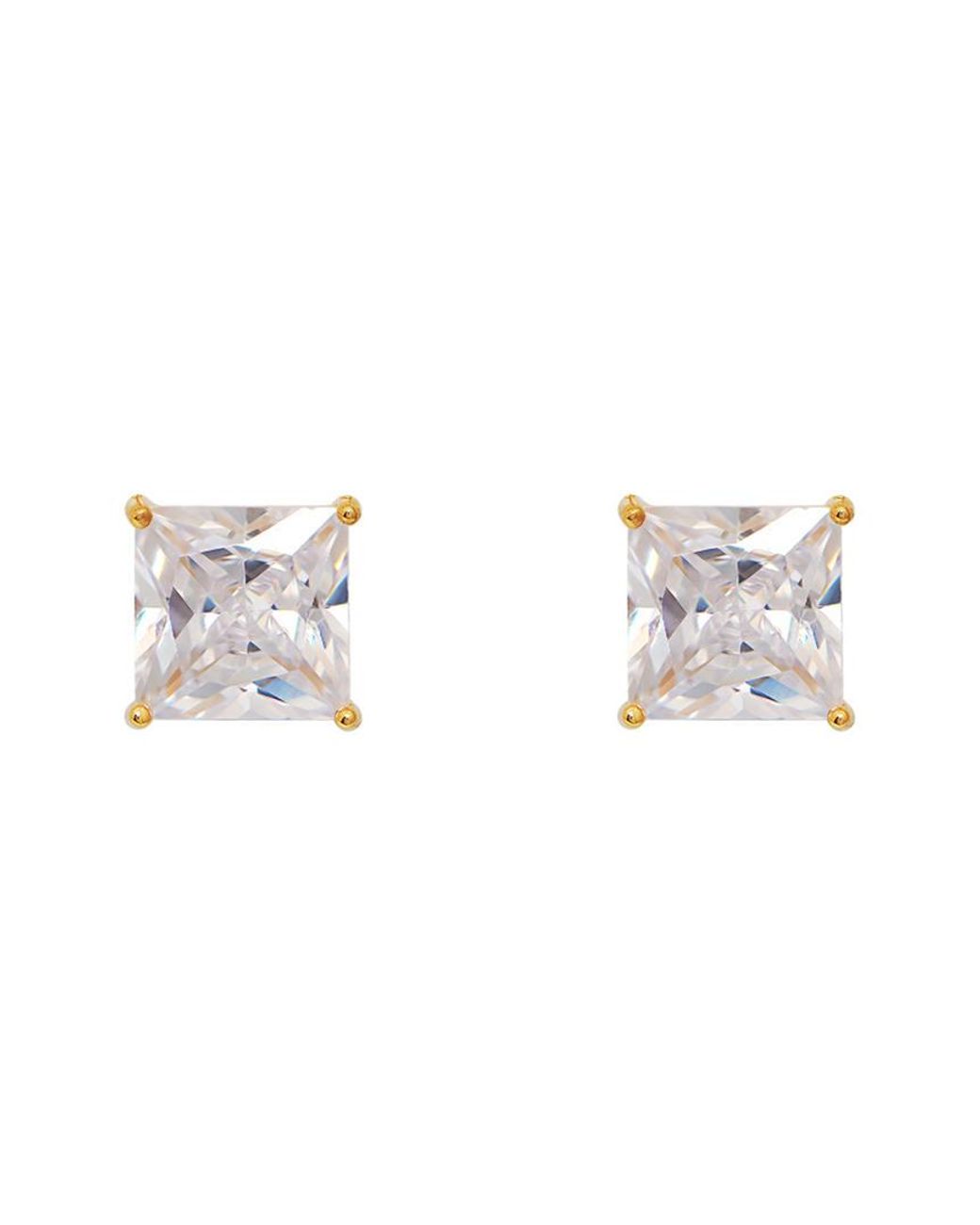 Gabi Rielle Metallic 14k Over Silver Cz Princess Cut Earrings