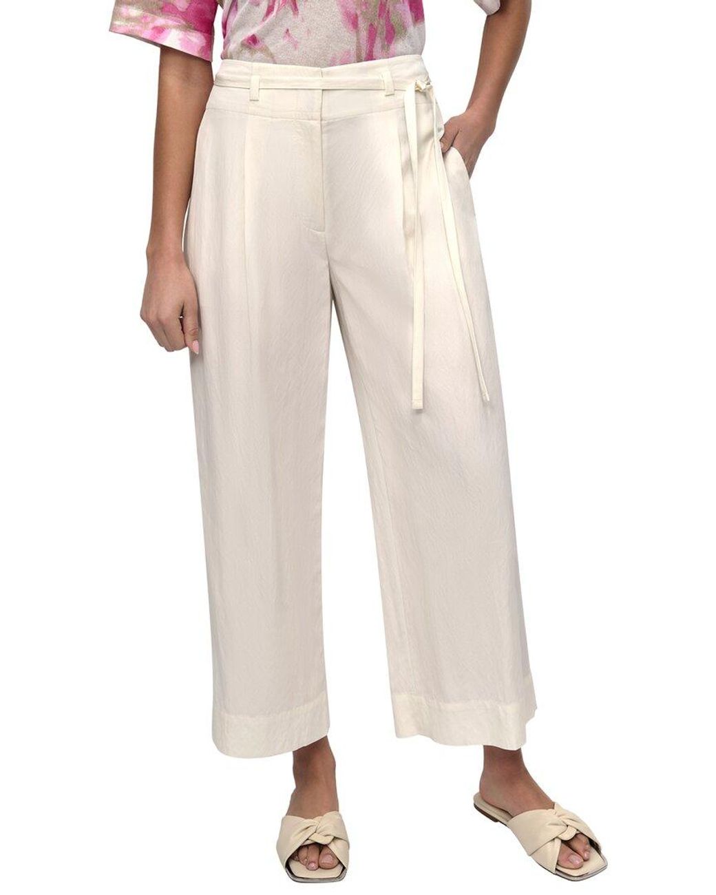 DKNY Natural Tie Waist Twill Pant