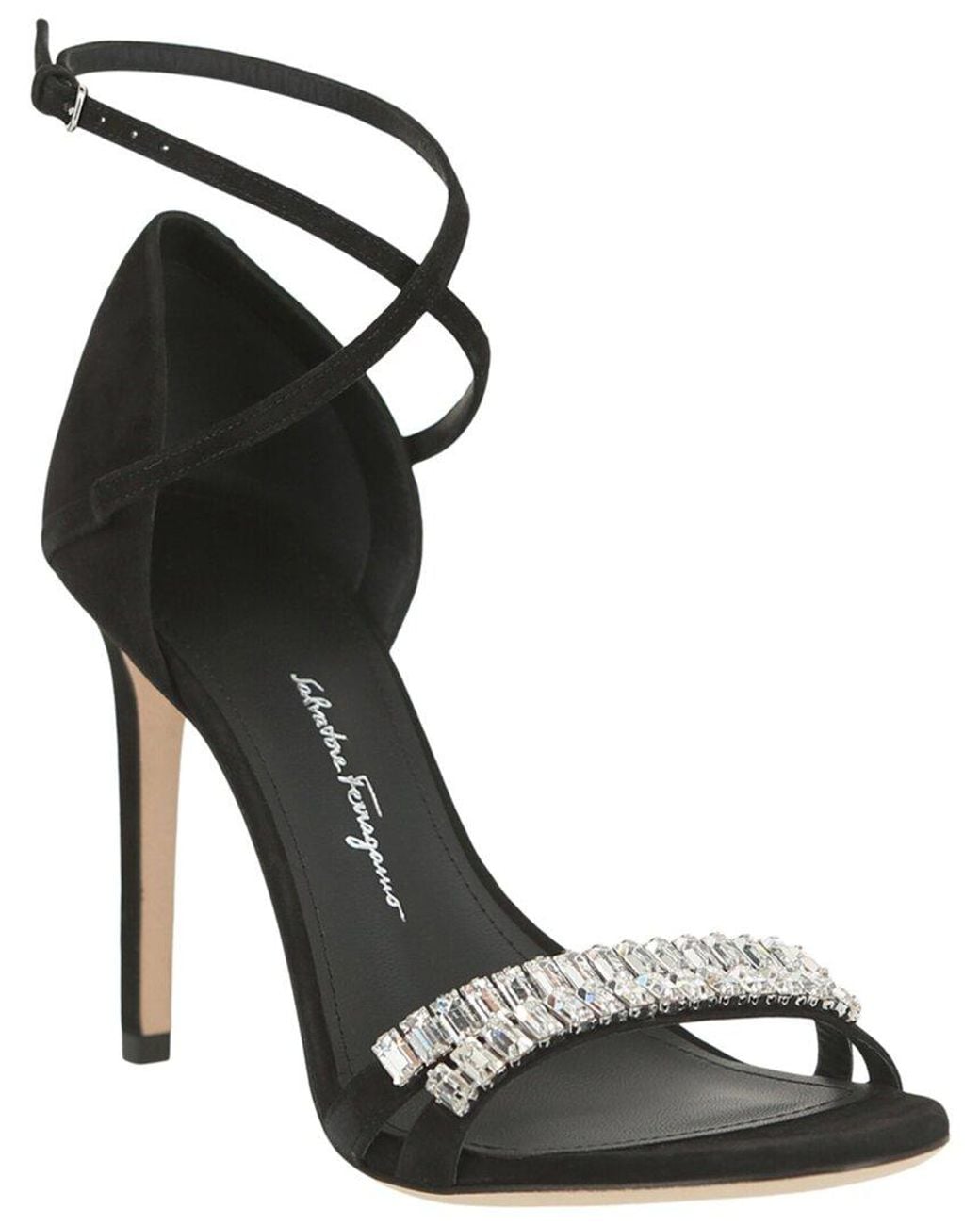 Ferragamo Black Ines Suede Stiletto Sandal