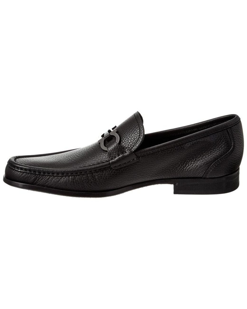 Ferragamo Black Gandioso Gancio Bit Leather Moccasin for men