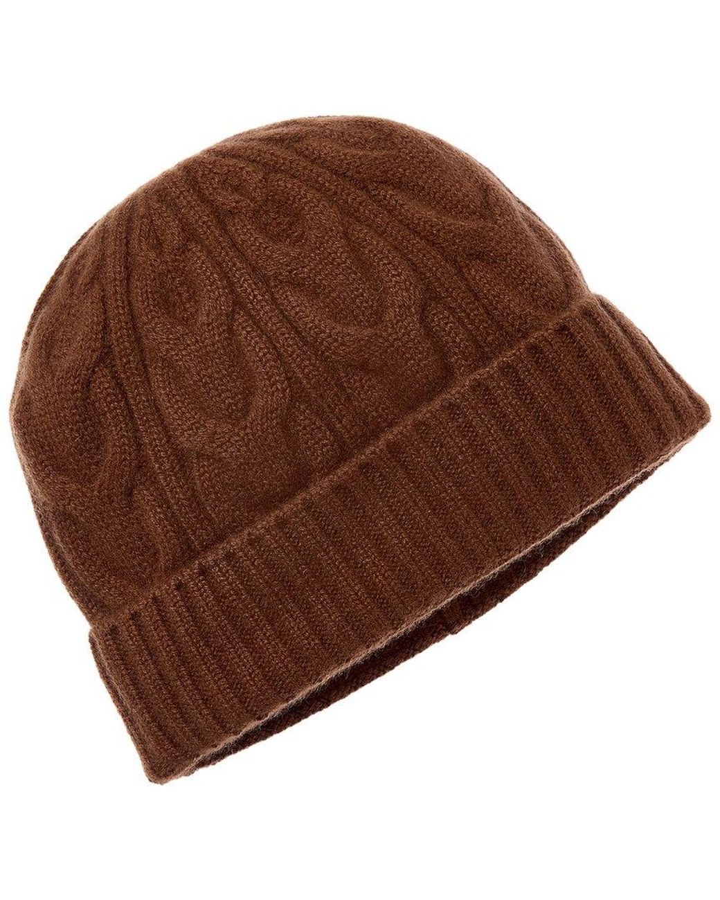 Bruno Magli Brown Cable Cuffed Cashmere Hat