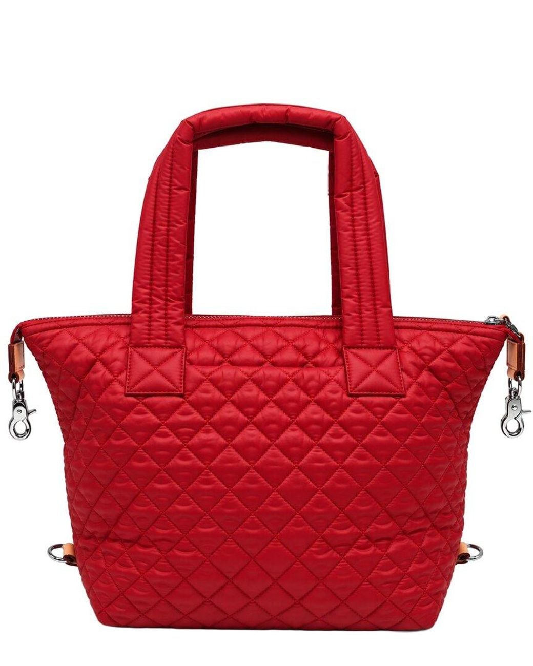 MZ Wallace Red Medium Sutton Deluxe Nylon & Leather Shoulder Bag