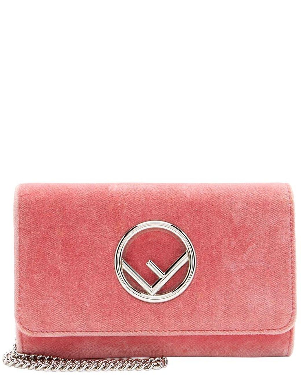 Fendi Pink Velvet Kan I F Wallet On Chain (Authentic Pre-Loved)