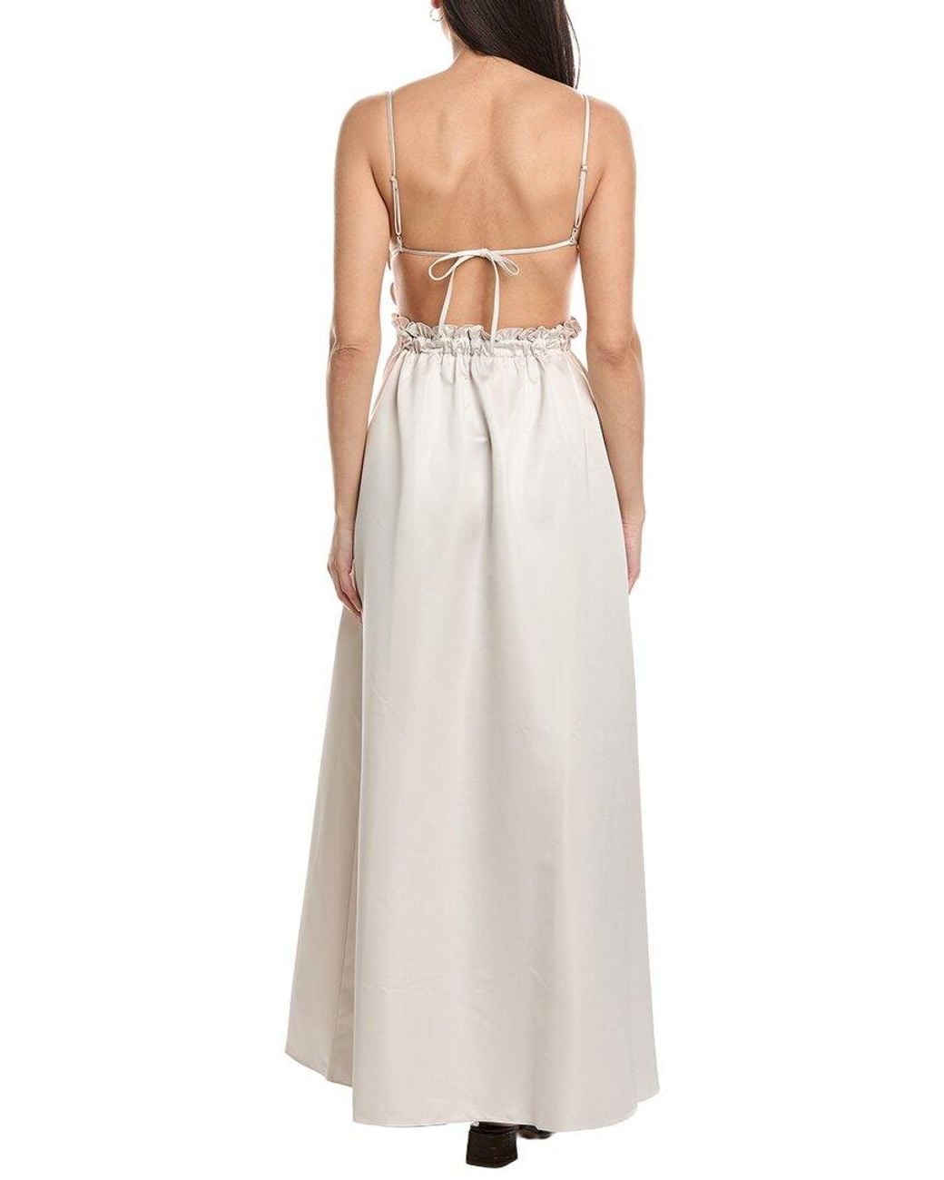 WeWoreWhat Natural Ruffle Bib Maxi Dress