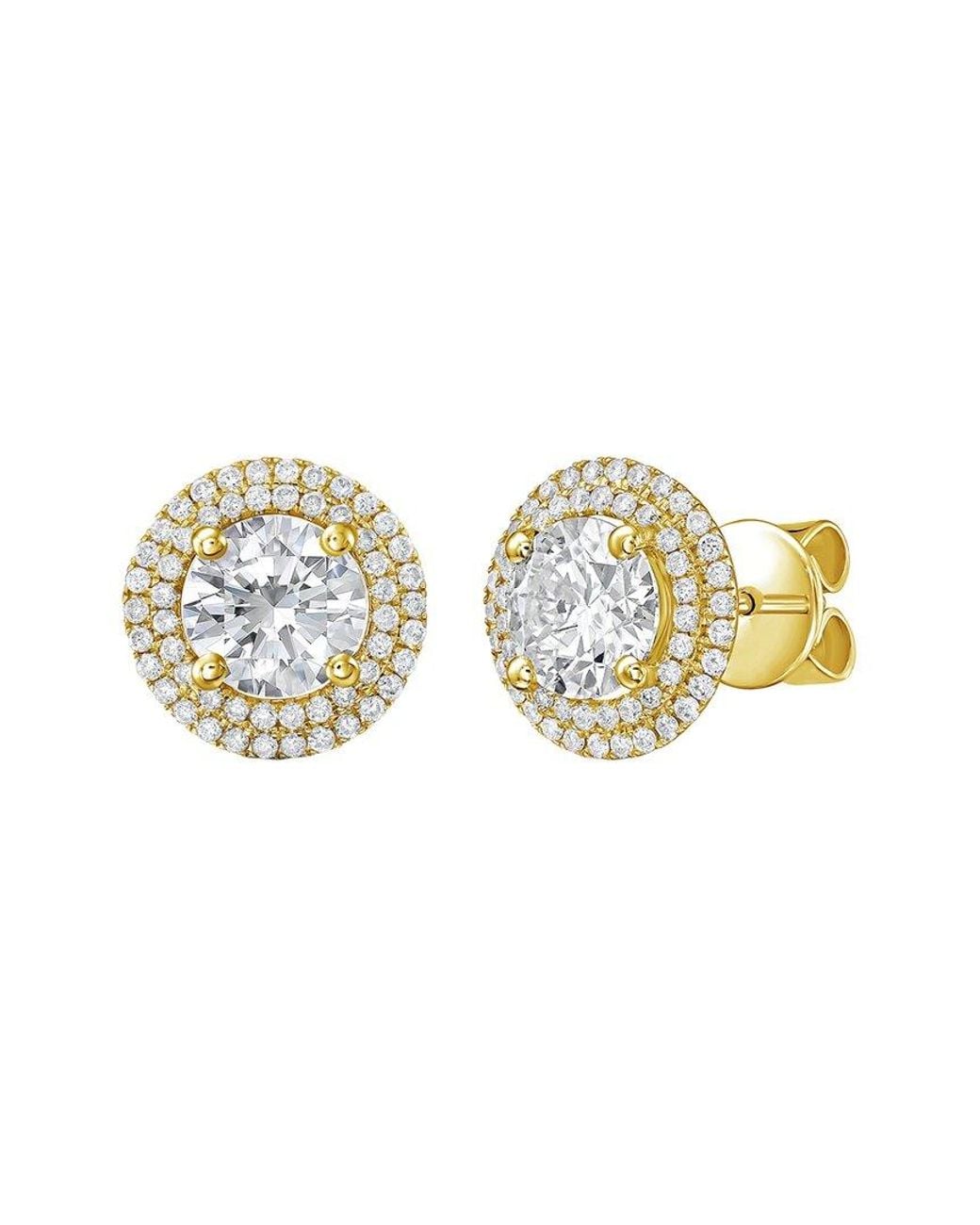 Diana M Metallic 14K 12.00 Ct. Tw. Lab-Grown Diamond Halo Earrings