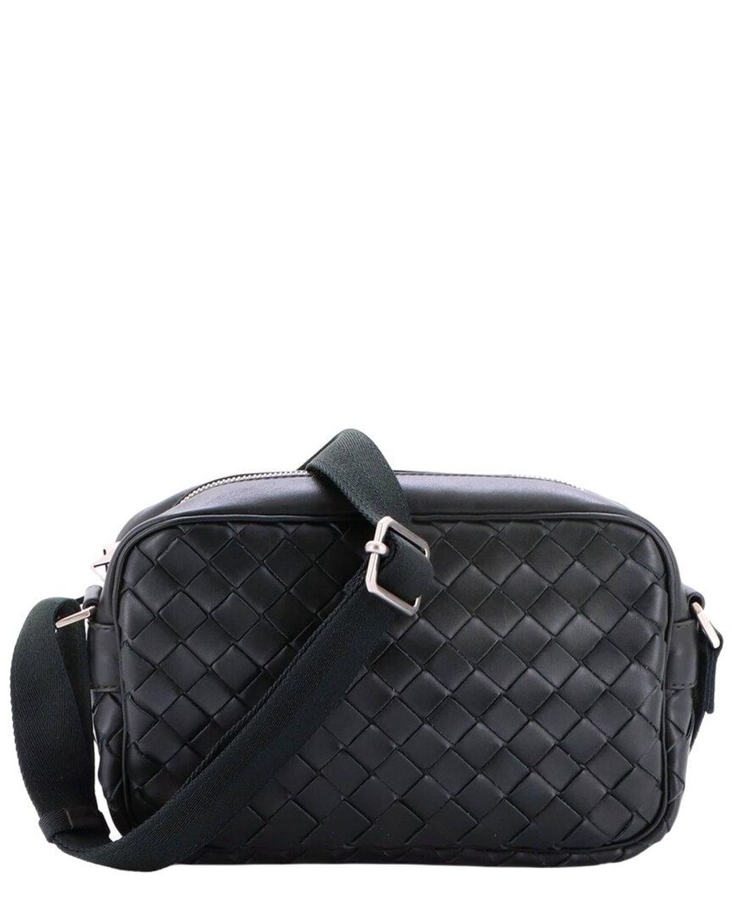 Bottega Veneta Black Intrecciato Nappa Zip Camera Bag Small (Authentic Pre- Loved)