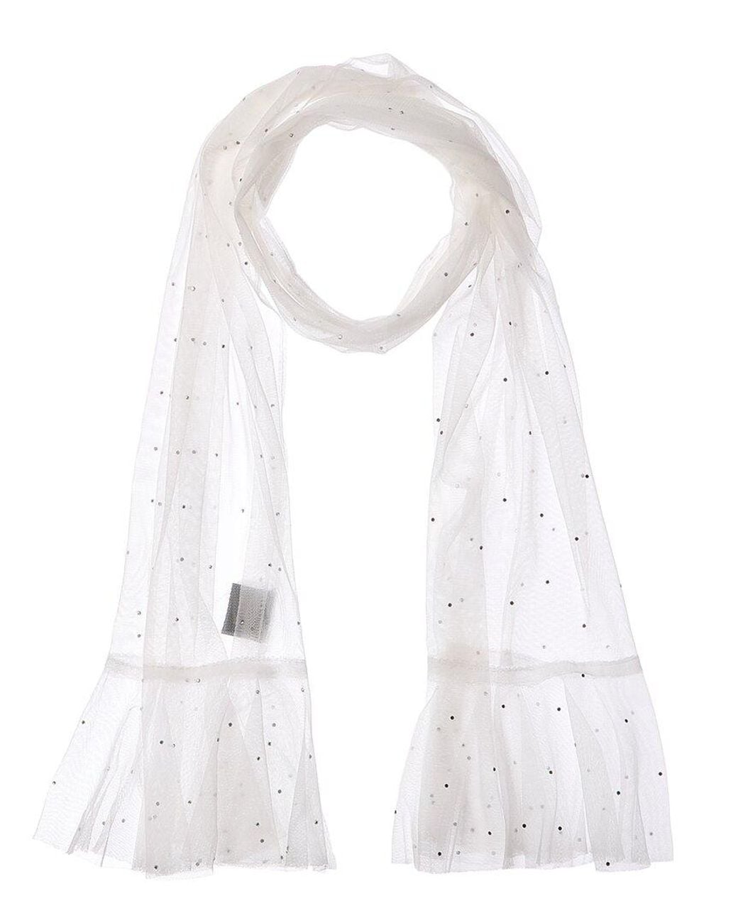 Saachi White Glamazon Sheer Crystal Scarf