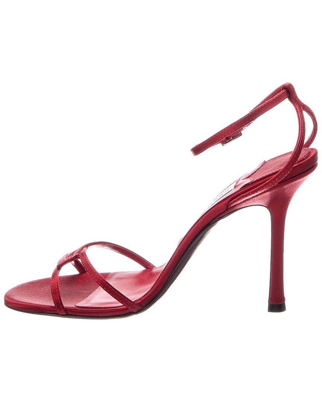 Jimmy Choo Red Leo 100 Satin Sandal