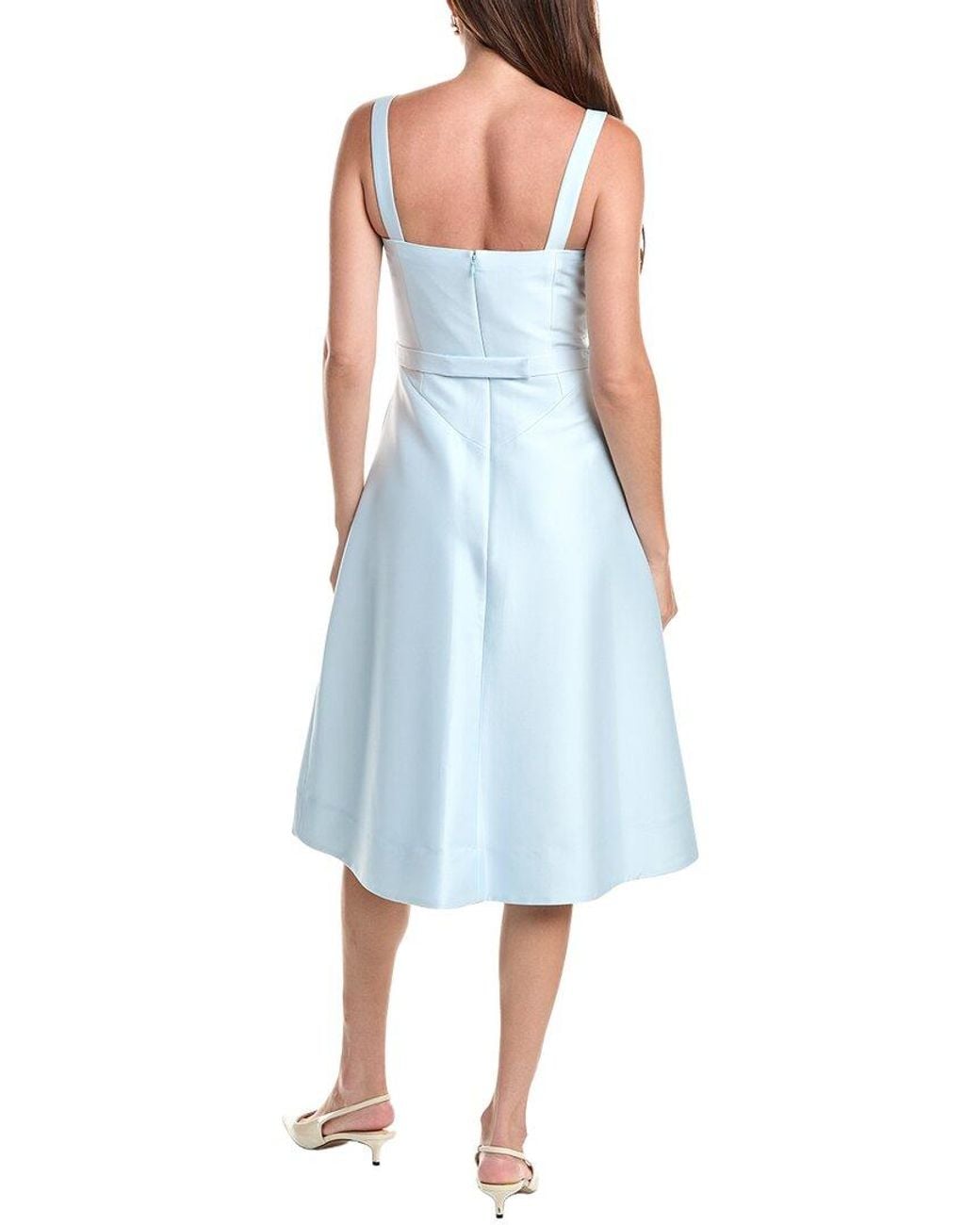 Teri Jon Blue Mikado Floral Print Dress
