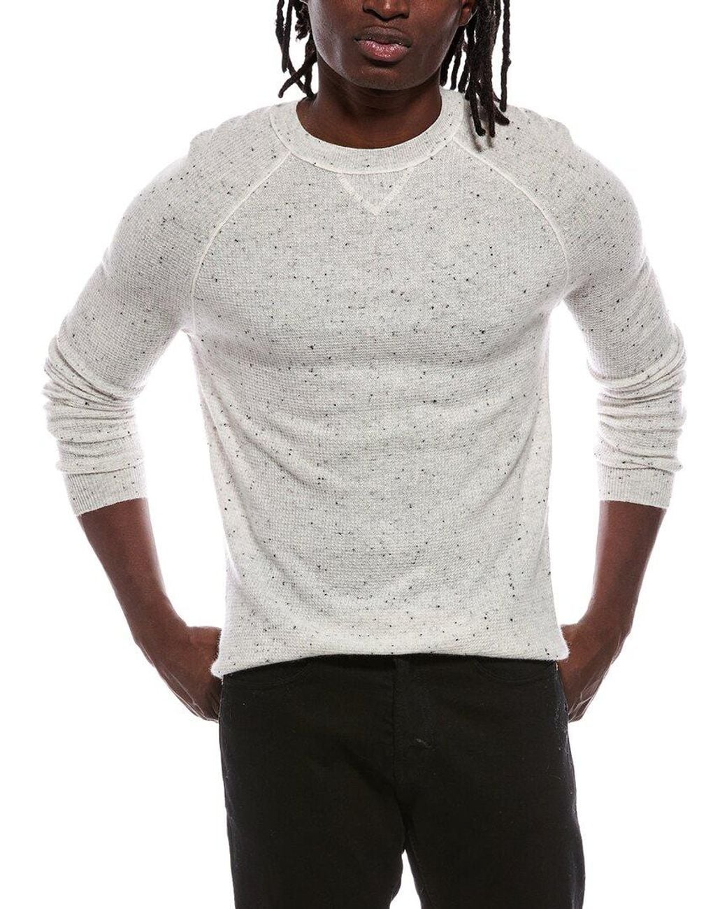Autumn Cashmere Gray Thermal 100% Cashmere Crewneck Sweater for men