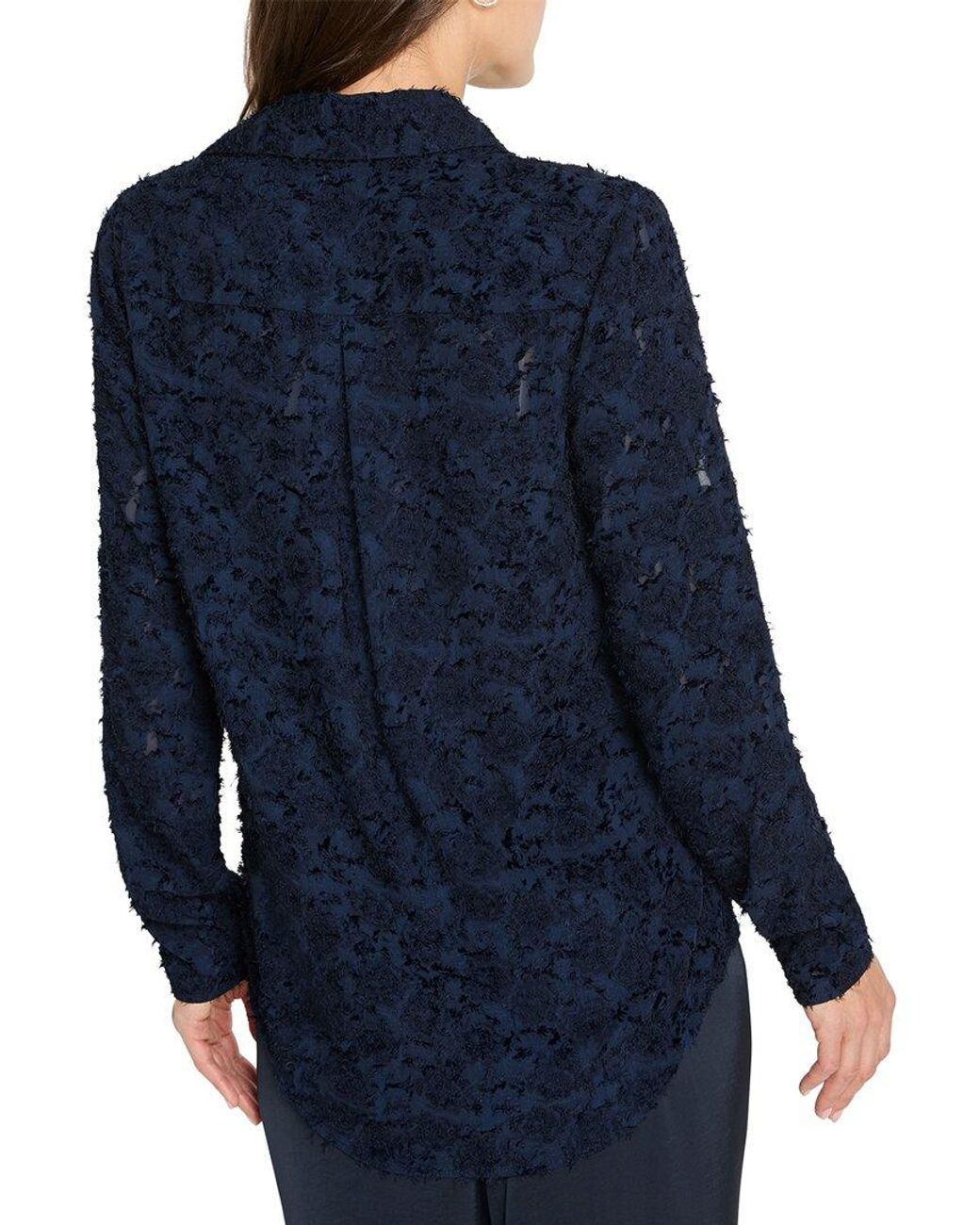 NIC+ZOE Blue Any Occasion Clipped Jacquard Top