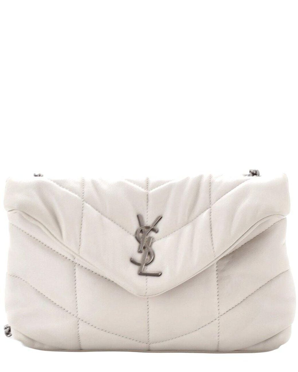 Saint Laurent Natural Quilted Leather Loulou Puffer Shoulder Bag Mini (Authentic Pre-Loved)