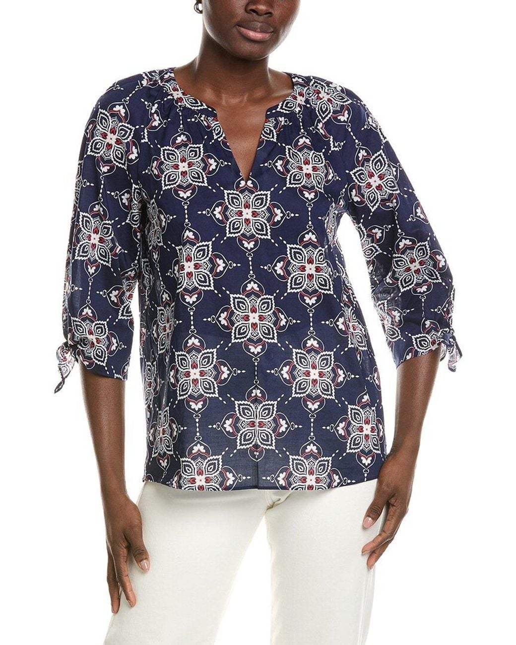 Jones New York Blue Elbow Raglan Sleeve Blouse