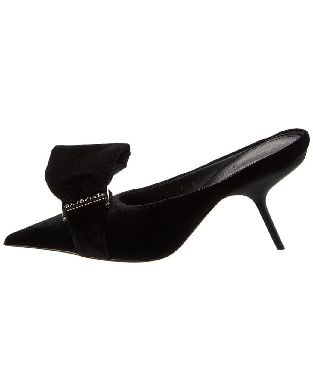 Ferragamo Black Asymmetric Bow Velvet Pump
