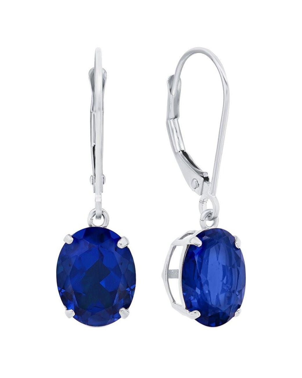 MaxColor Silver 5.60 Ct. Tw. Lab-grown Blue Sapphire Dangle Earrings