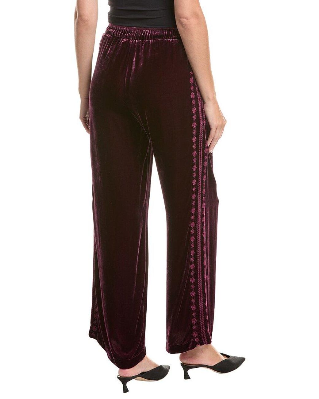 Johnny Was Brown Velvet Silk-Blend Pant