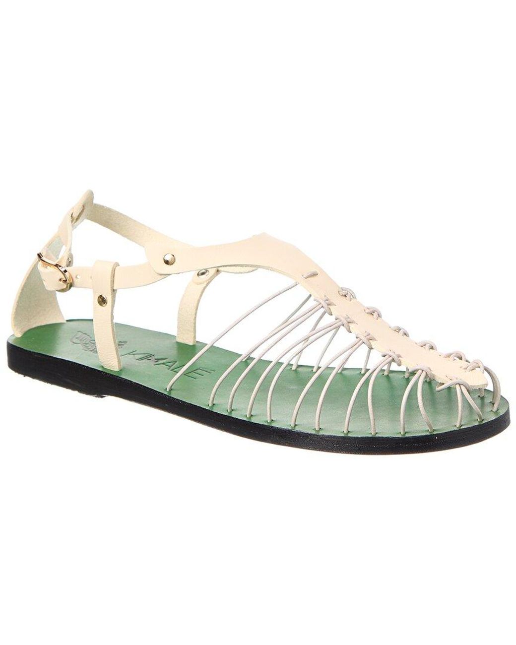 Ancient Greek Sandals Green Ligres Leather Sandal